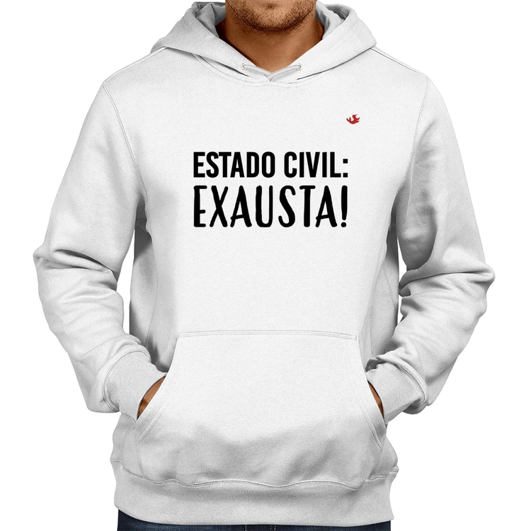 Moletom Estado civil: Exausta! - Branco