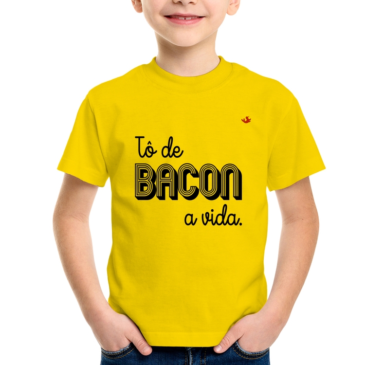 Camiseta Infantil Estou de bacon a vida - Amarela