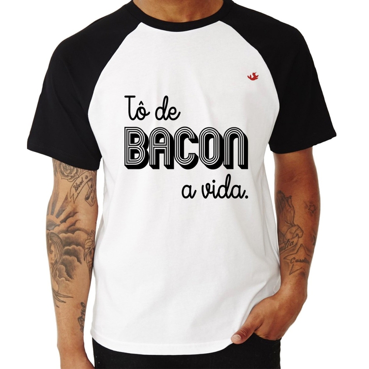 Camiseta Raglan Estou de bacon a vida