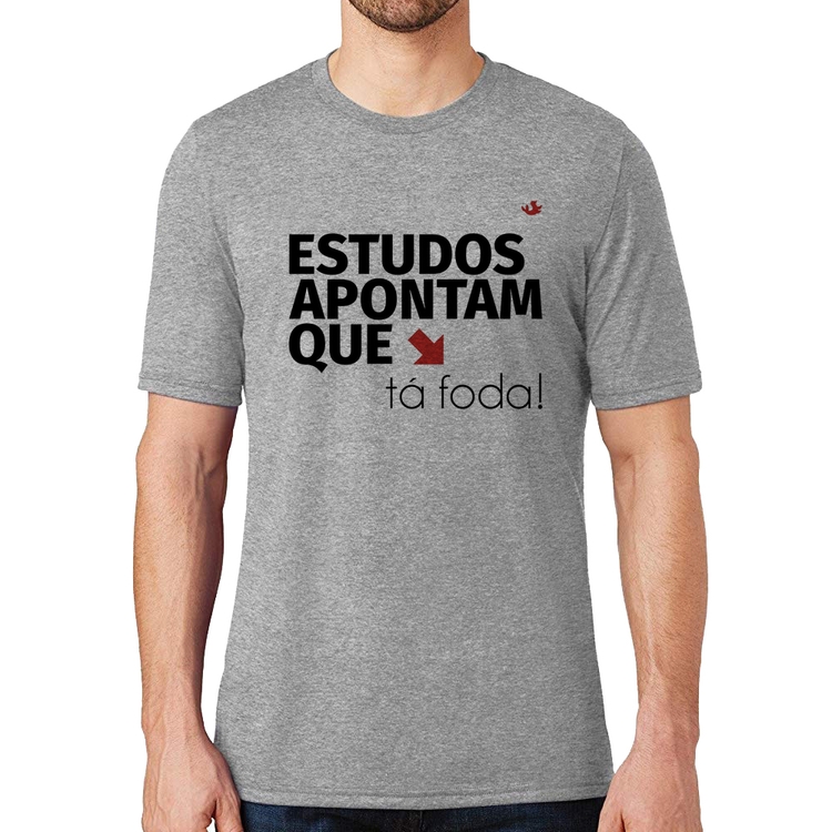 Camiseta Estudos apontam que: tá foda! - Cinza