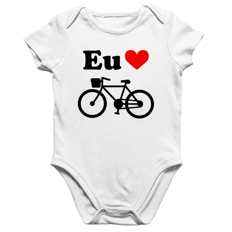 Body Bebê Algodão Eu Amo Bicicleta - Branco