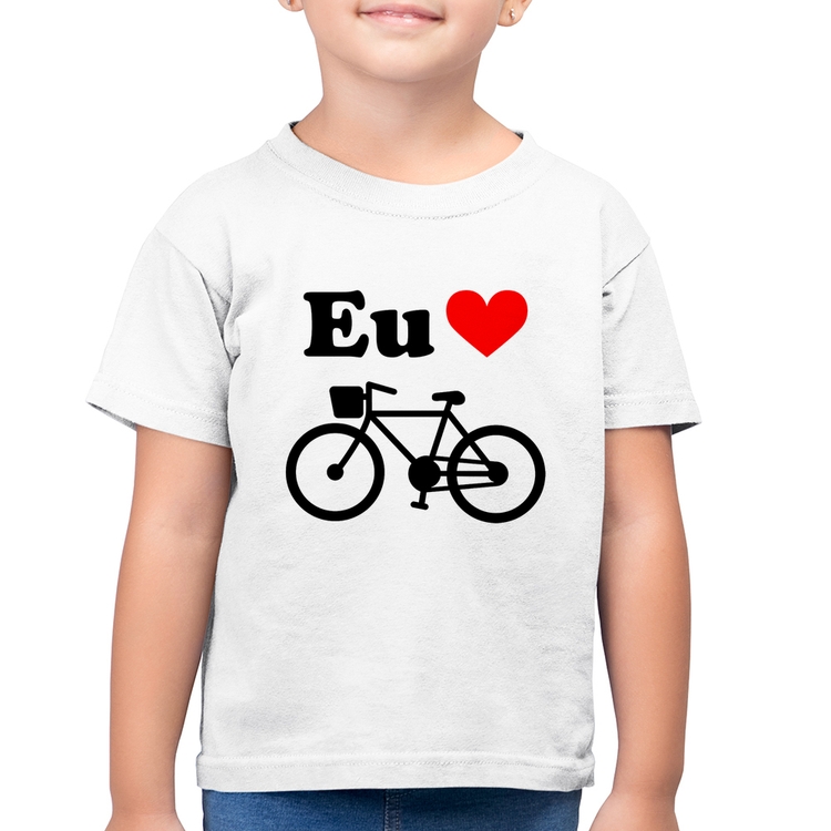 Camiseta Algodão Infantil Eu Amo Bicicleta - Branca
