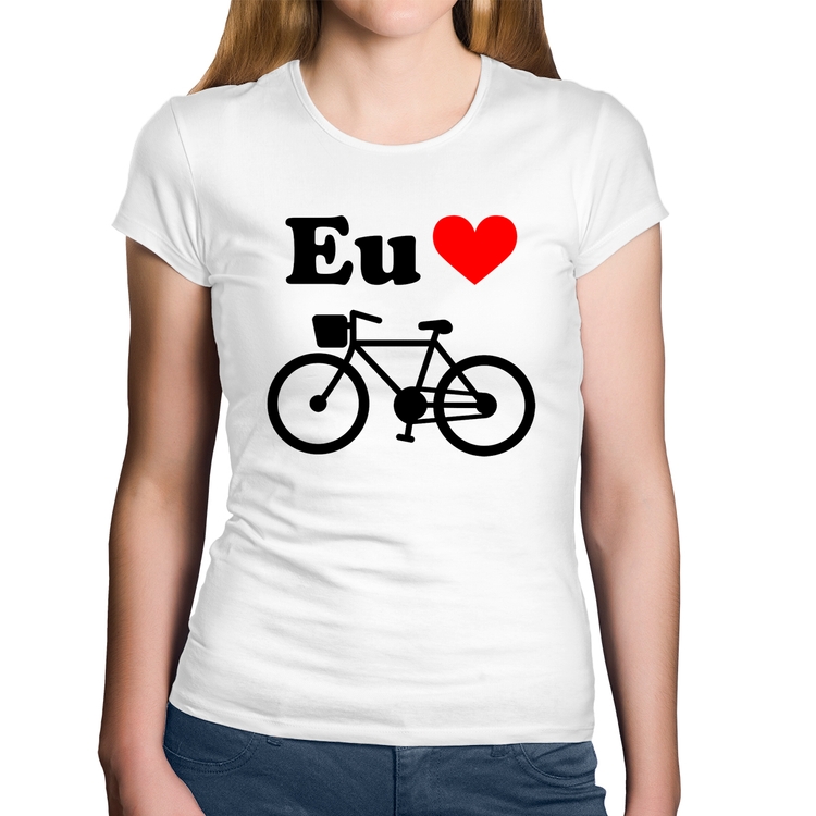 Baby Look Algodão Eu Amo Bicicleta - Branca