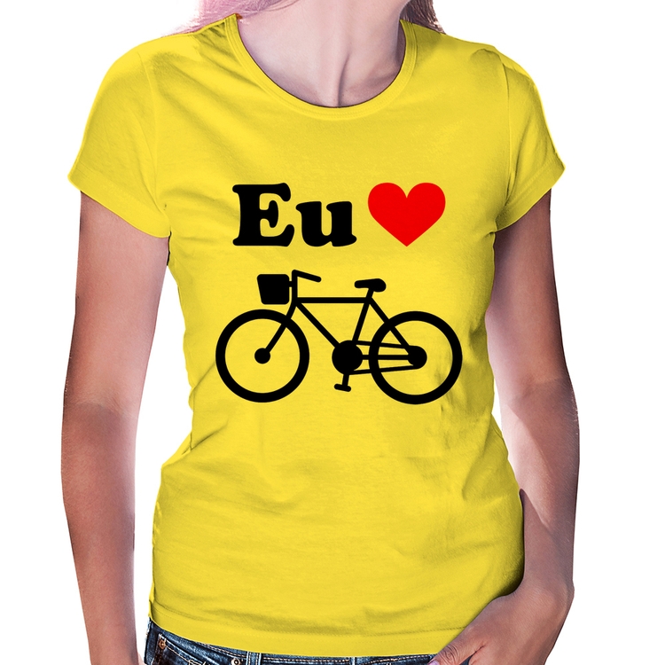 Baby Look Eu Amo Bicicleta - Amarela