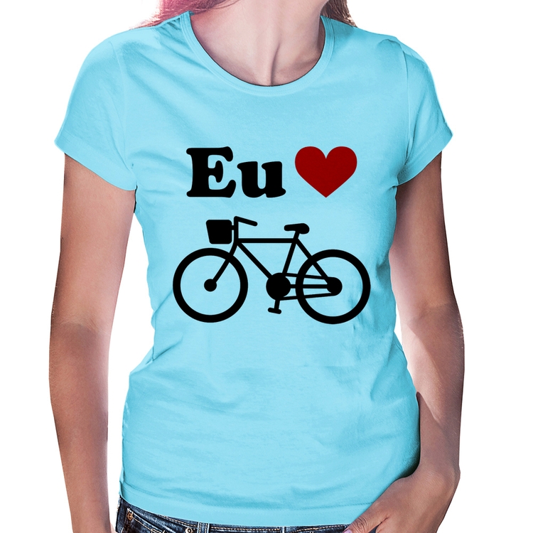 Baby Look Eu Amo Bicicleta - Azul Bebê