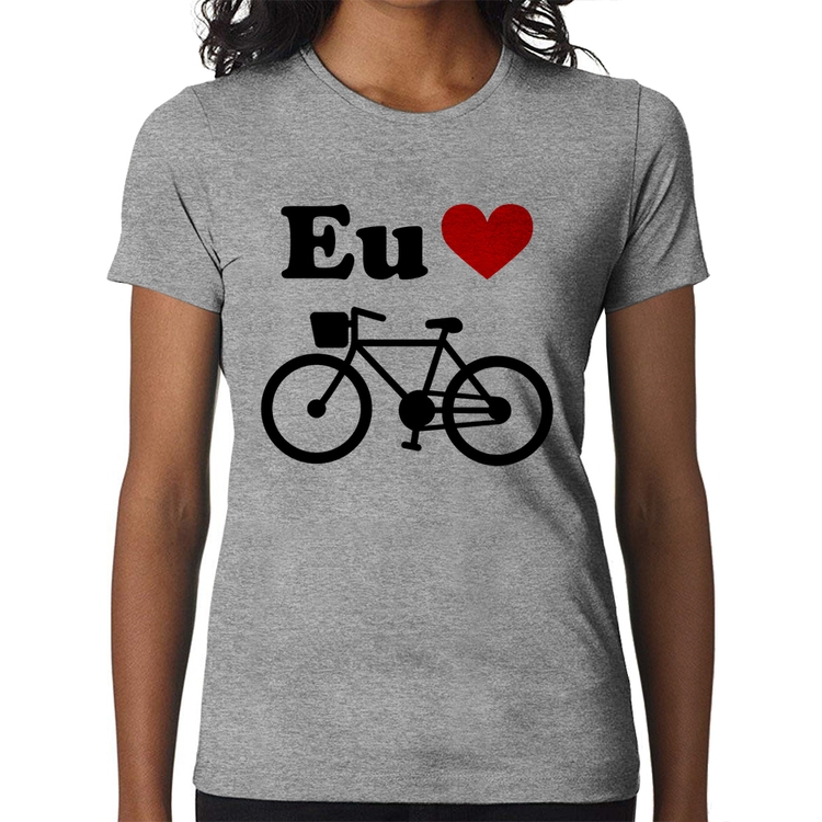 Baby Look Eu Amo Bicicleta - Cinza
