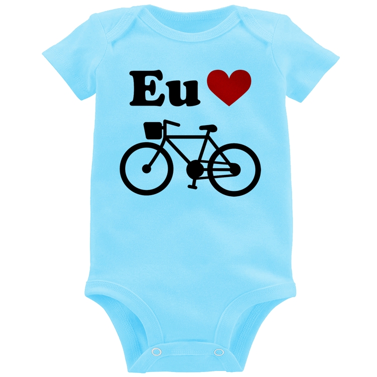 Body Bebê Eu Amo Bicicleta - Azul Bebê