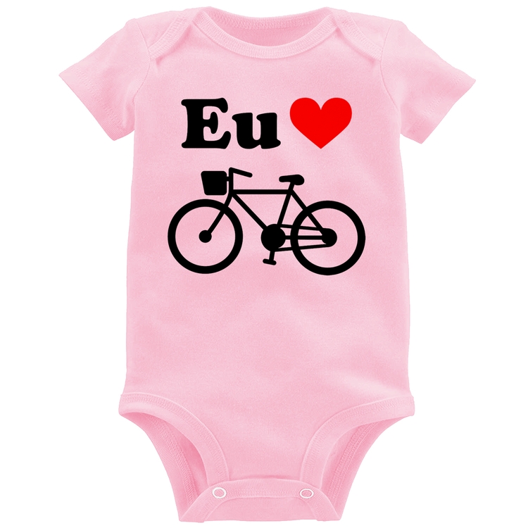 Body Bebê Eu Amo Bicicleta - Rosa Bebê