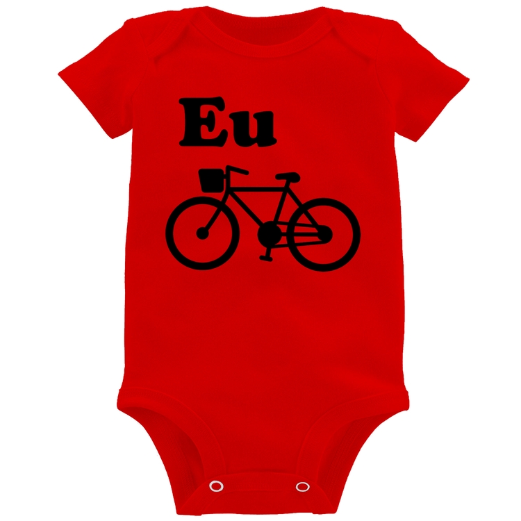 Body Bebê Eu Amo Bicicleta - Vermelho