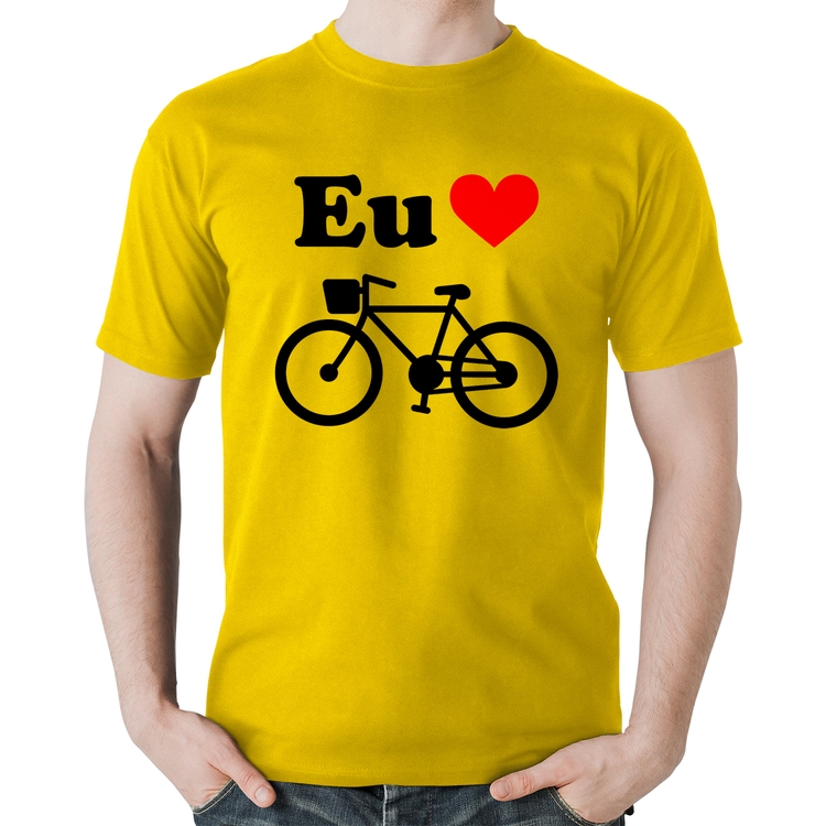 Camiseta Algodão Eu Amo Bicicleta - Amarela