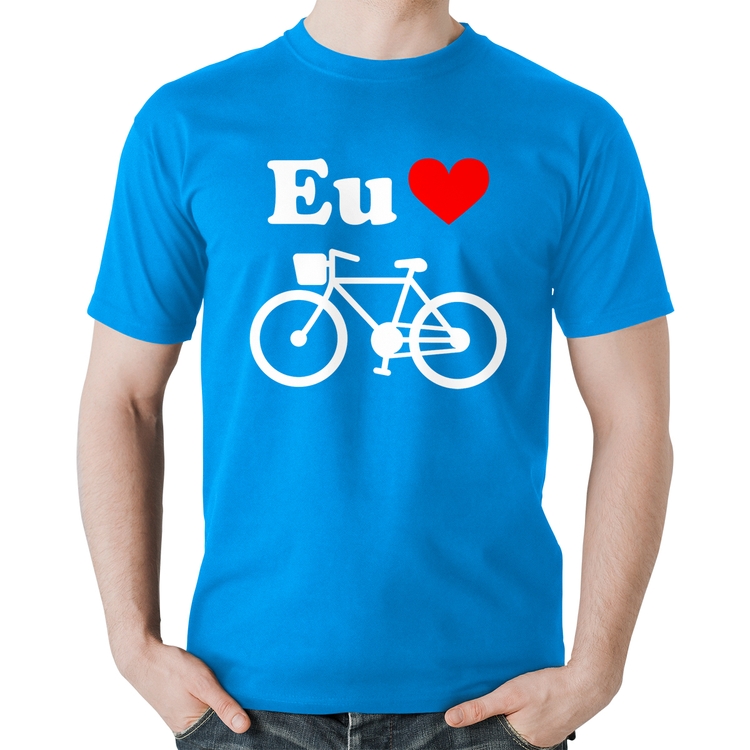 Camiseta Algodão Eu Amo Bicicleta - Azul