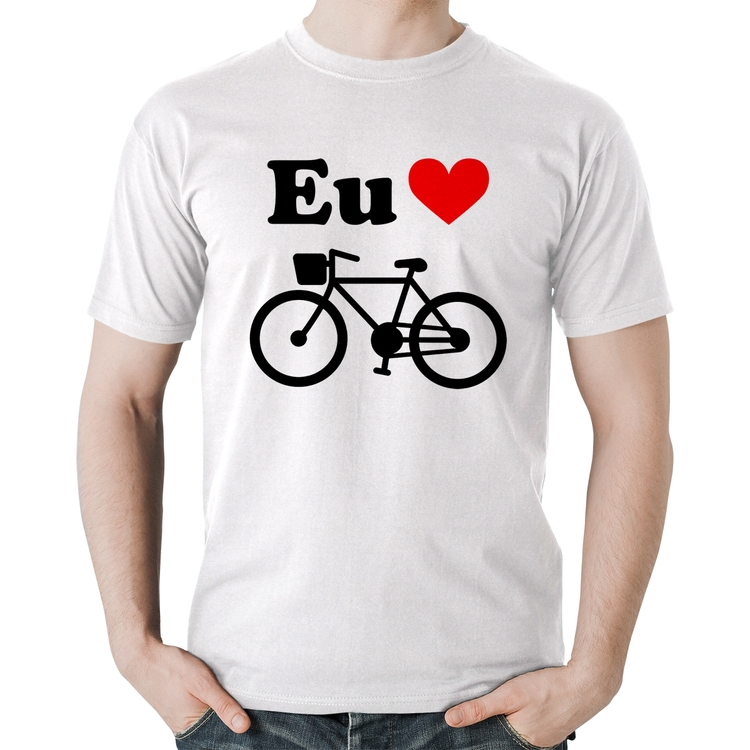 Camiseta Algodão Eu Amo Bicicleta - Branca