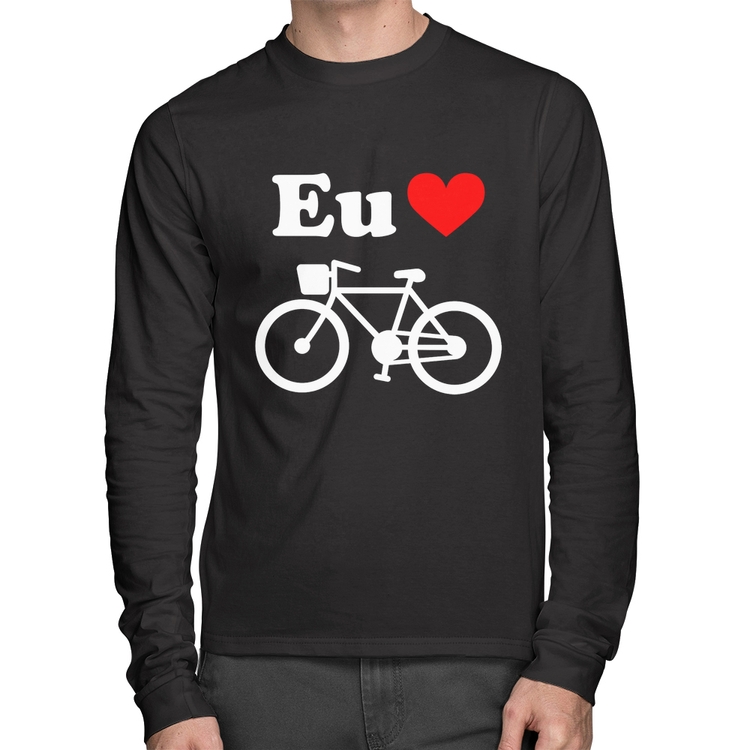 Camiseta Algodão Eu Amo Bicicleta Manga Longa