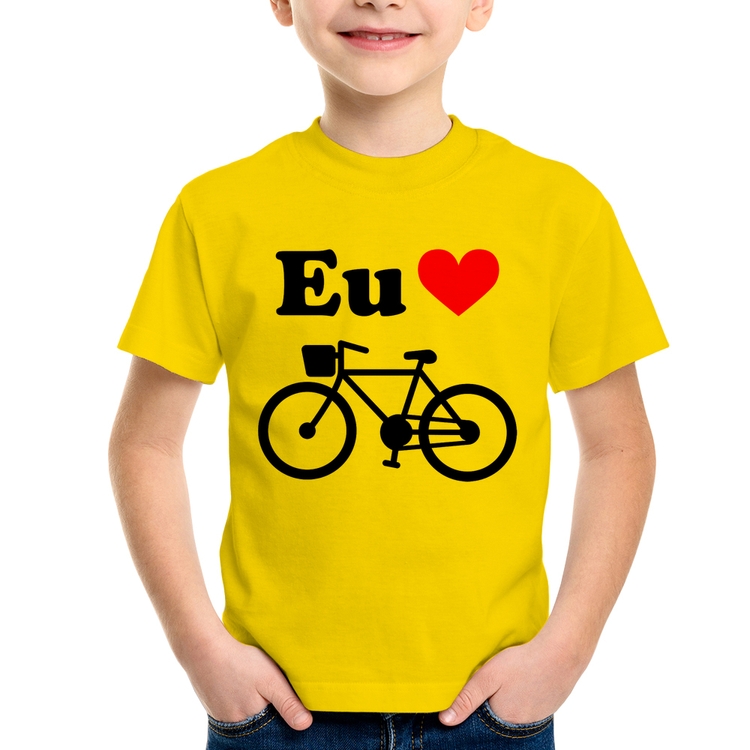 Camiseta Infantil Eu Amo Bicicleta - Amarela