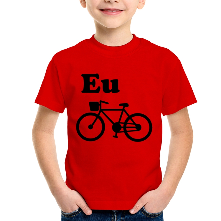 Camiseta Infantil Eu Amo Bicicleta - Vermelha