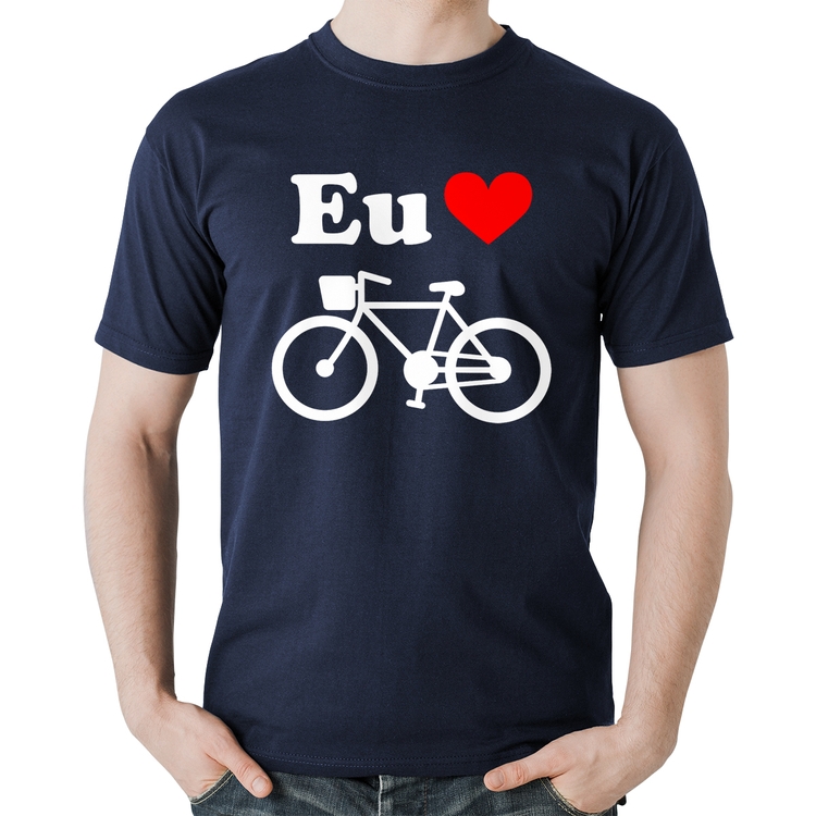 Camiseta Algodão Eu Amo Bicicleta - Marinho