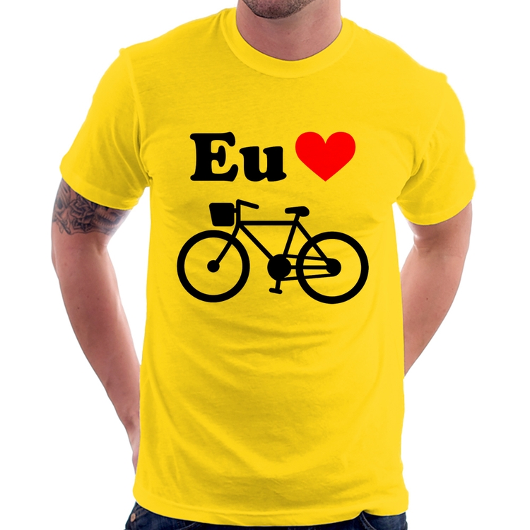 Camiseta Eu Amo Bicicleta - Amarela