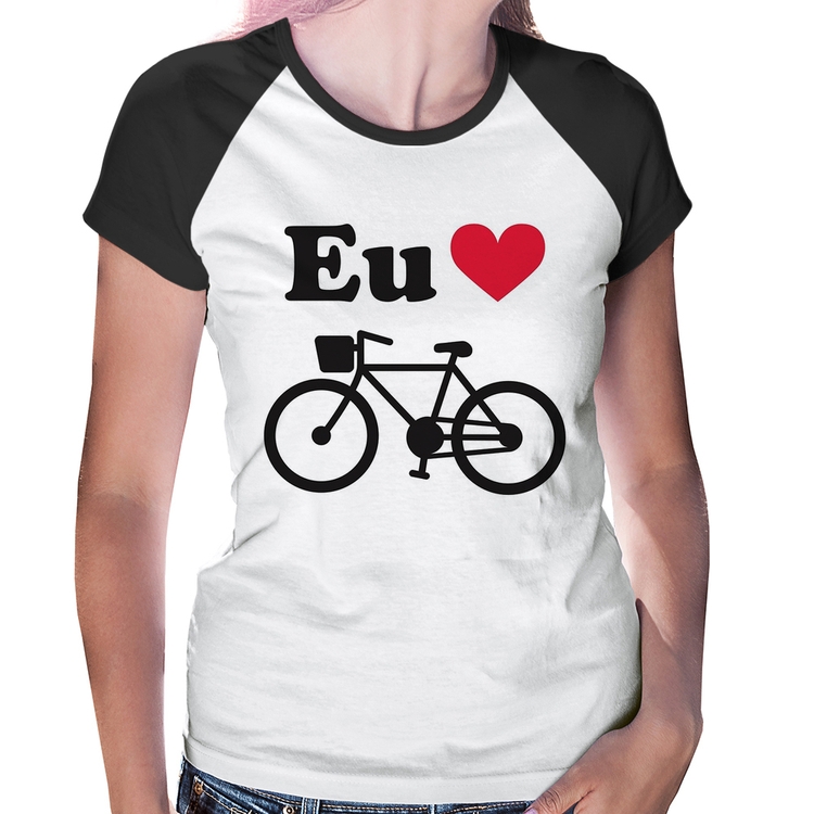Baby Look Raglan Eu Amo Bicicleta