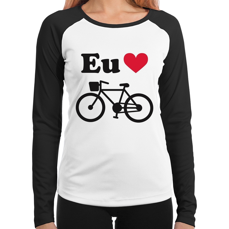 Baby Look Raglan Eu Amo Bicicleta Manga Longa