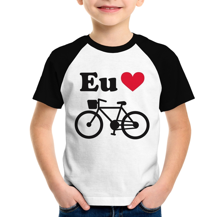 Camiseta Raglan Infantil Eu Amo Bicicleta