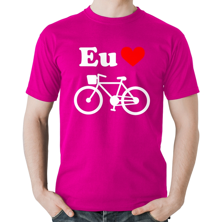 Camiseta Algodão Eu Amo Bicicleta - Rosa