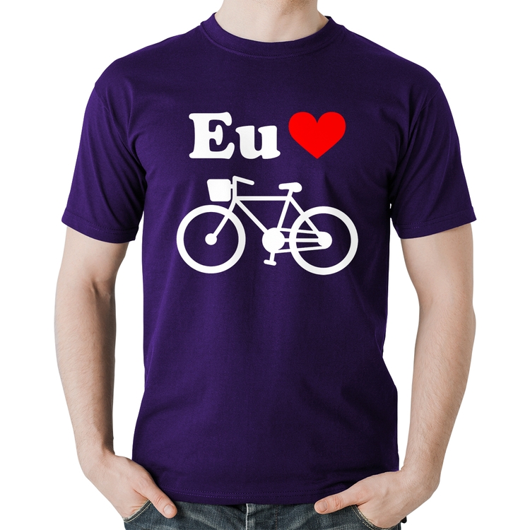 Camiseta Algodão Eu Amo Bicicleta - Roxa