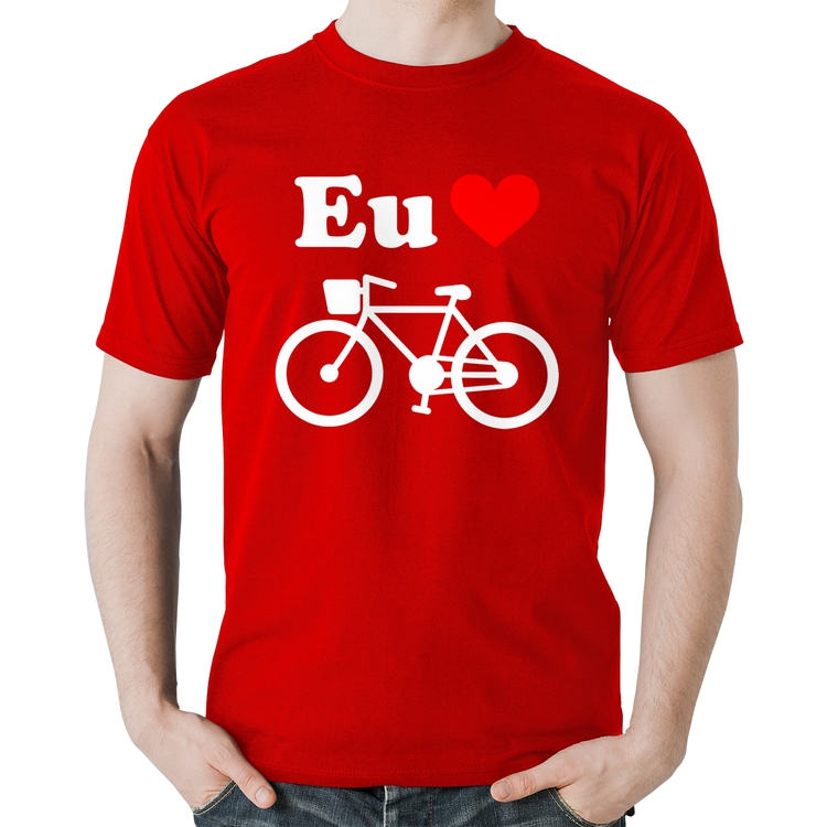 Camiseta Algodão Eu Amo Bicicleta - Vermelha