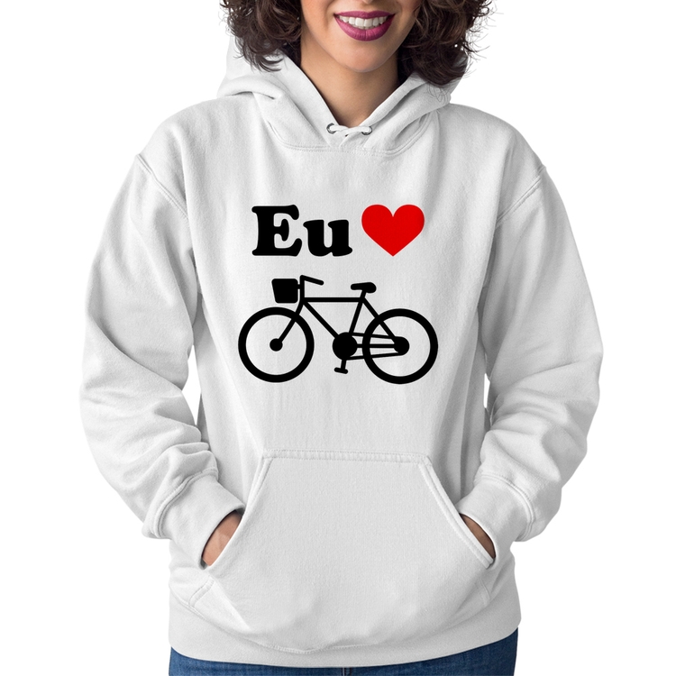 Moletom Feminino Eu Amo Bicicleta - Branco