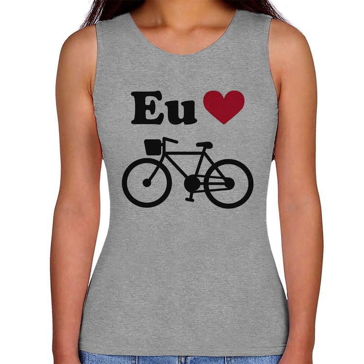 Regata Feminina Eu Amo Bicicleta - Cinza