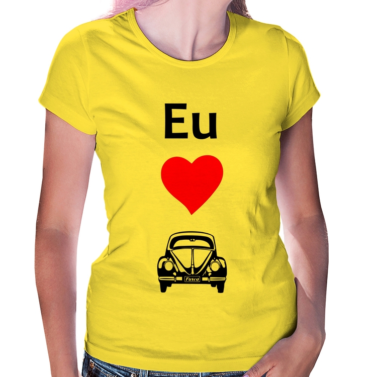 Baby Look Eu amo fusca - Amarela