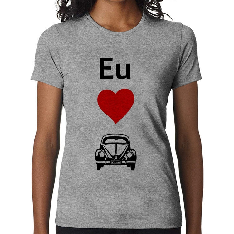 Baby Look Eu amo fusca - Cinza