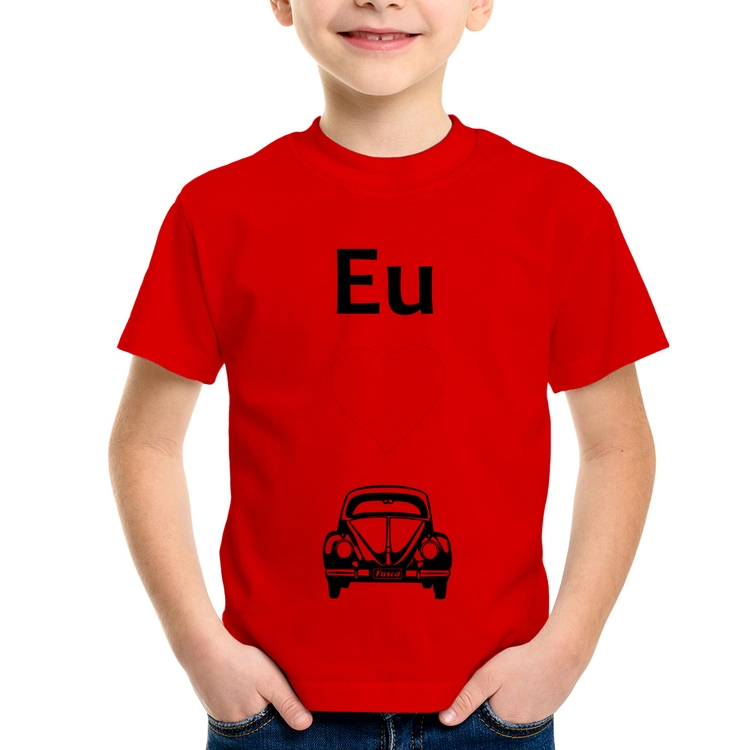 Camiseta Infantil Eu amo fusca - Vermelha