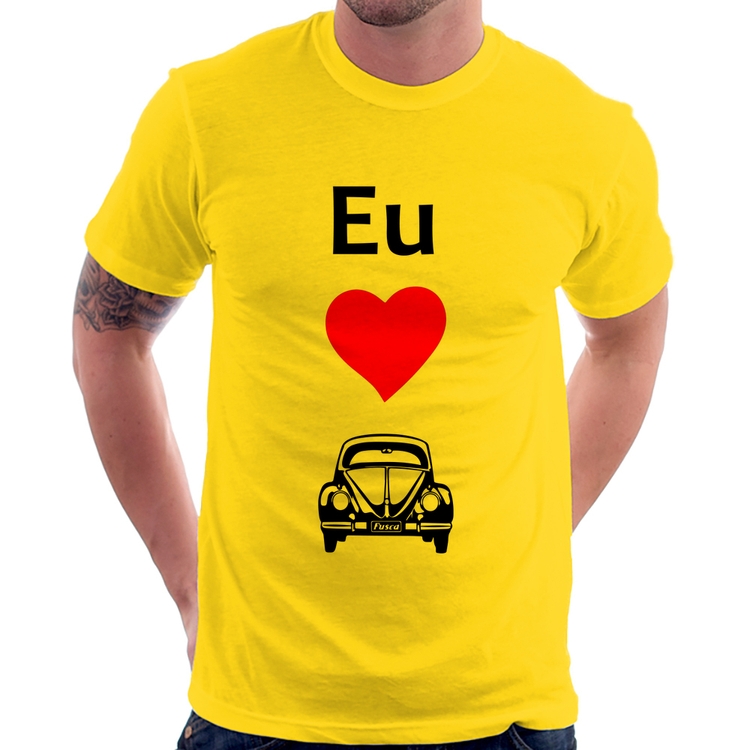 Camiseta Eu amo fusca - Amarela
