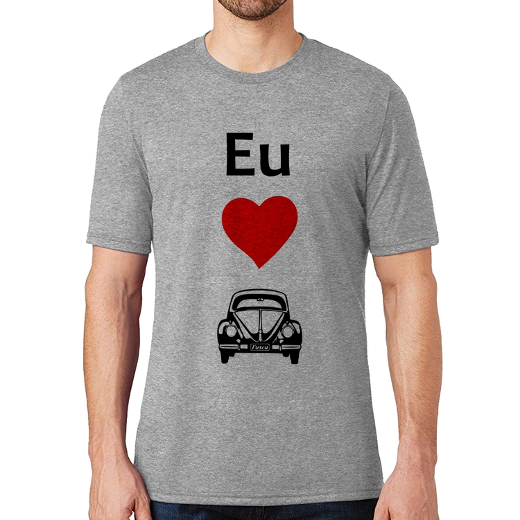 Camiseta Eu amo fusca - Cinza