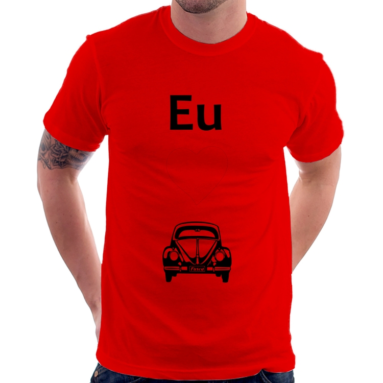 Camiseta Eu amo fusca - Vermelha
