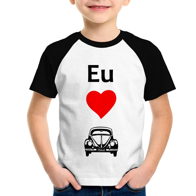 Camiseta Raglan Infantil Eu amo fusca