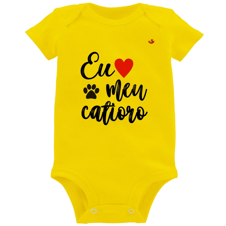 Body Bebê Eu amo meu catioro - Amarelo
