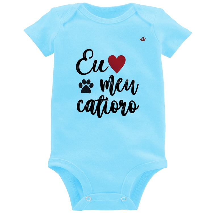 Body Bebê Eu amo meu catioro - Azul Bebê