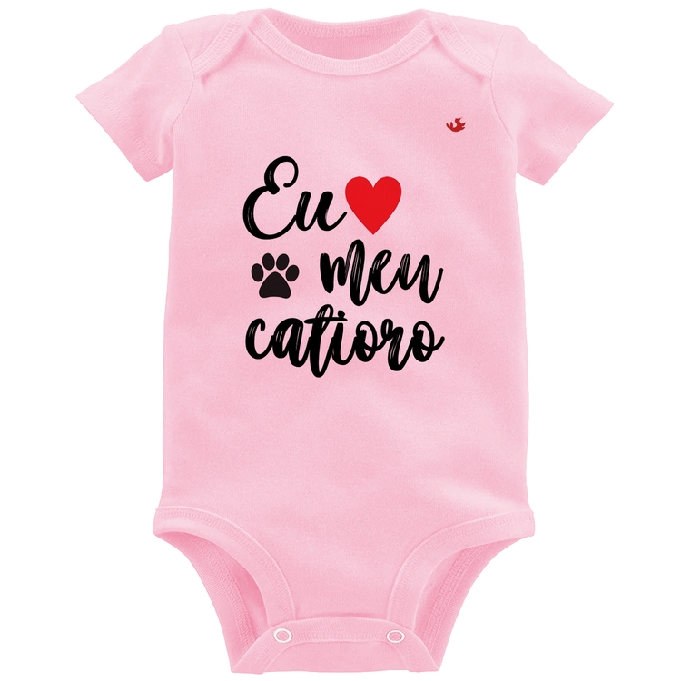 Body Bebê Eu amo meu catioro - Rosa Bebê