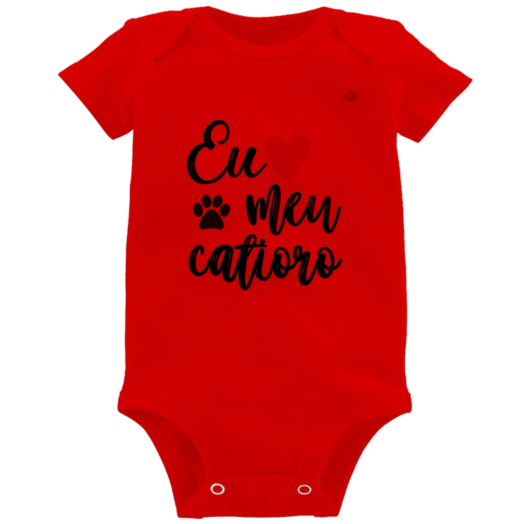 Body Bebê Eu amo meu catioro - Vermelho