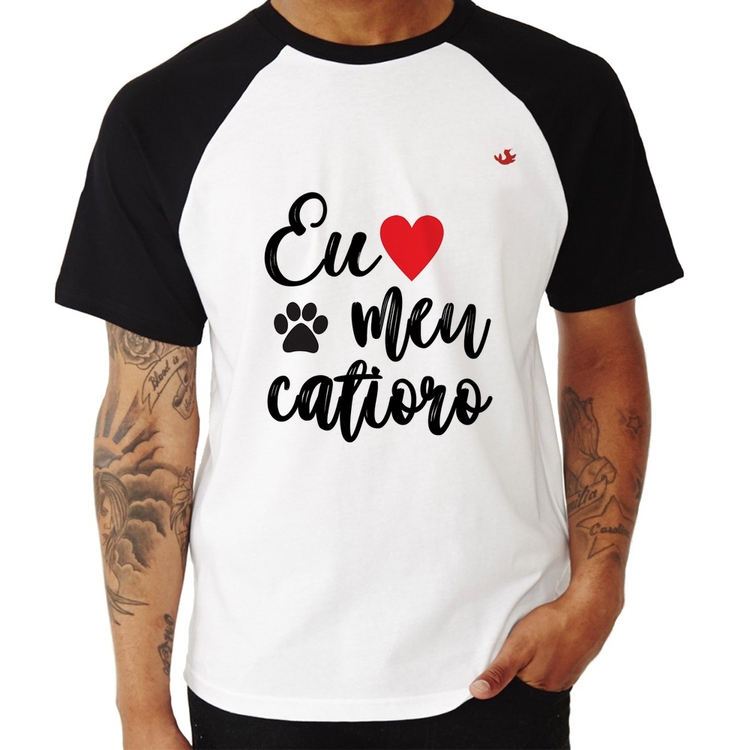Camiseta Raglan Eu amo meu catioro