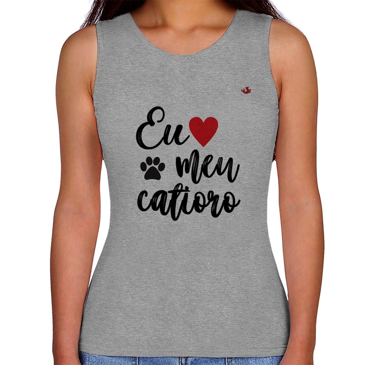 Regata Feminina Eu amo meu catioro - Cinza