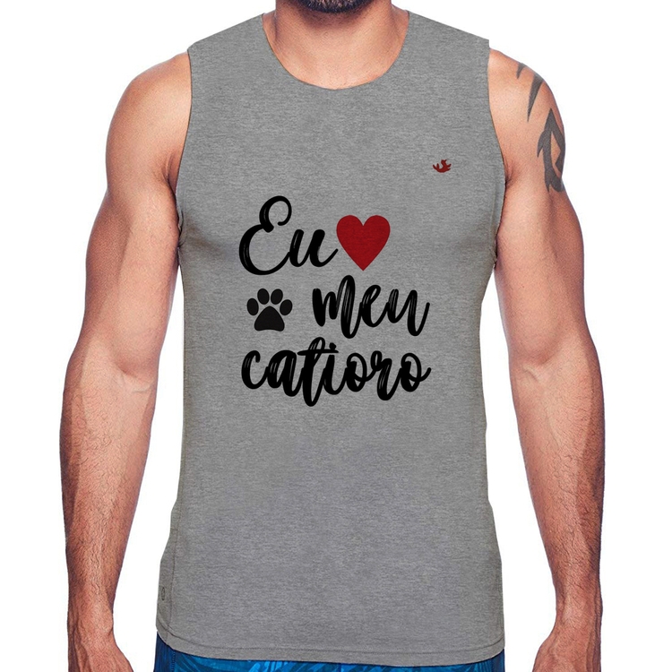 Regata Eu amo meu catioro - Cinza