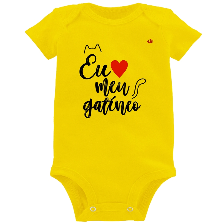 Body Bebê Eu amo meu gatíneo - Amarelo
