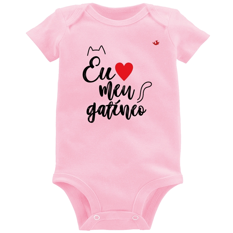 Body Bebê Eu amo meu gatíneo - Rosa Bebê