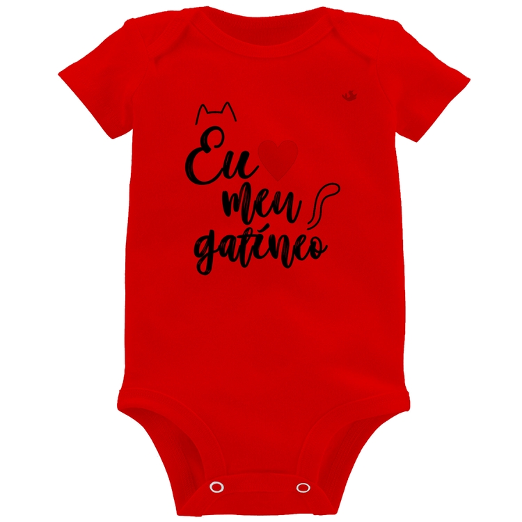 Body Bebê Eu amo meu gatíneo - Vermelho