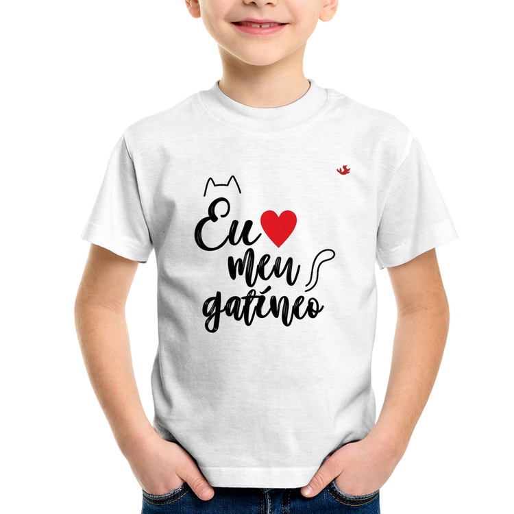Camiseta Infantil Eu amo meu gatíneo