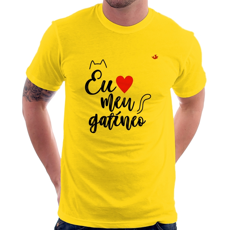 Camiseta Eu amo meu gatíneo - Amarela