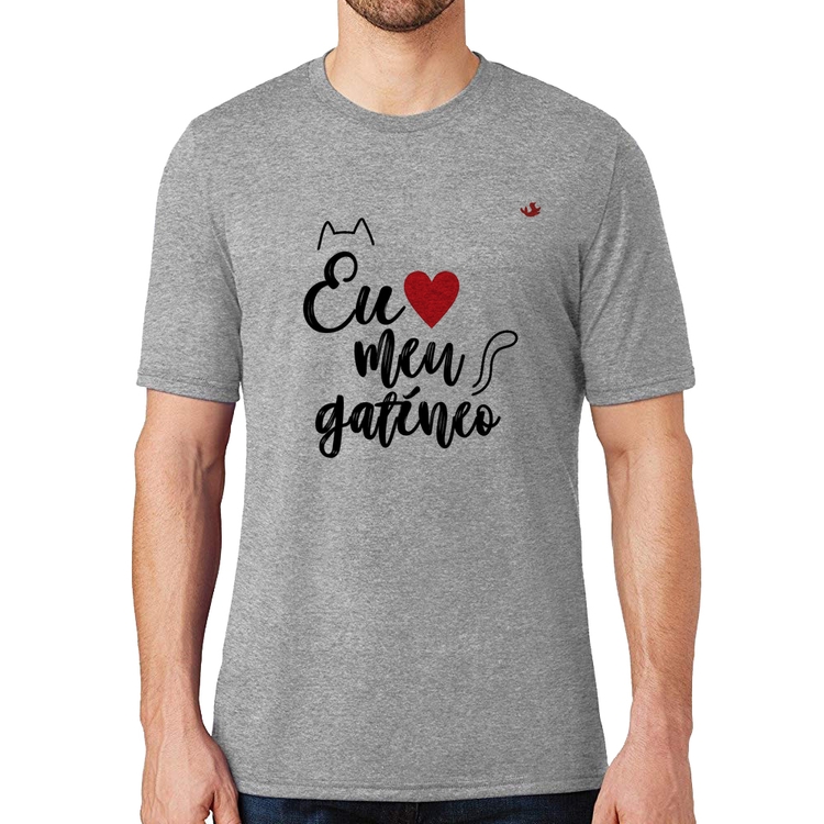 Camiseta Eu amo meu gatíneo - Cinza