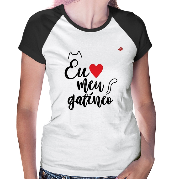 Baby Look Raglan Eu amo meu gatíneo